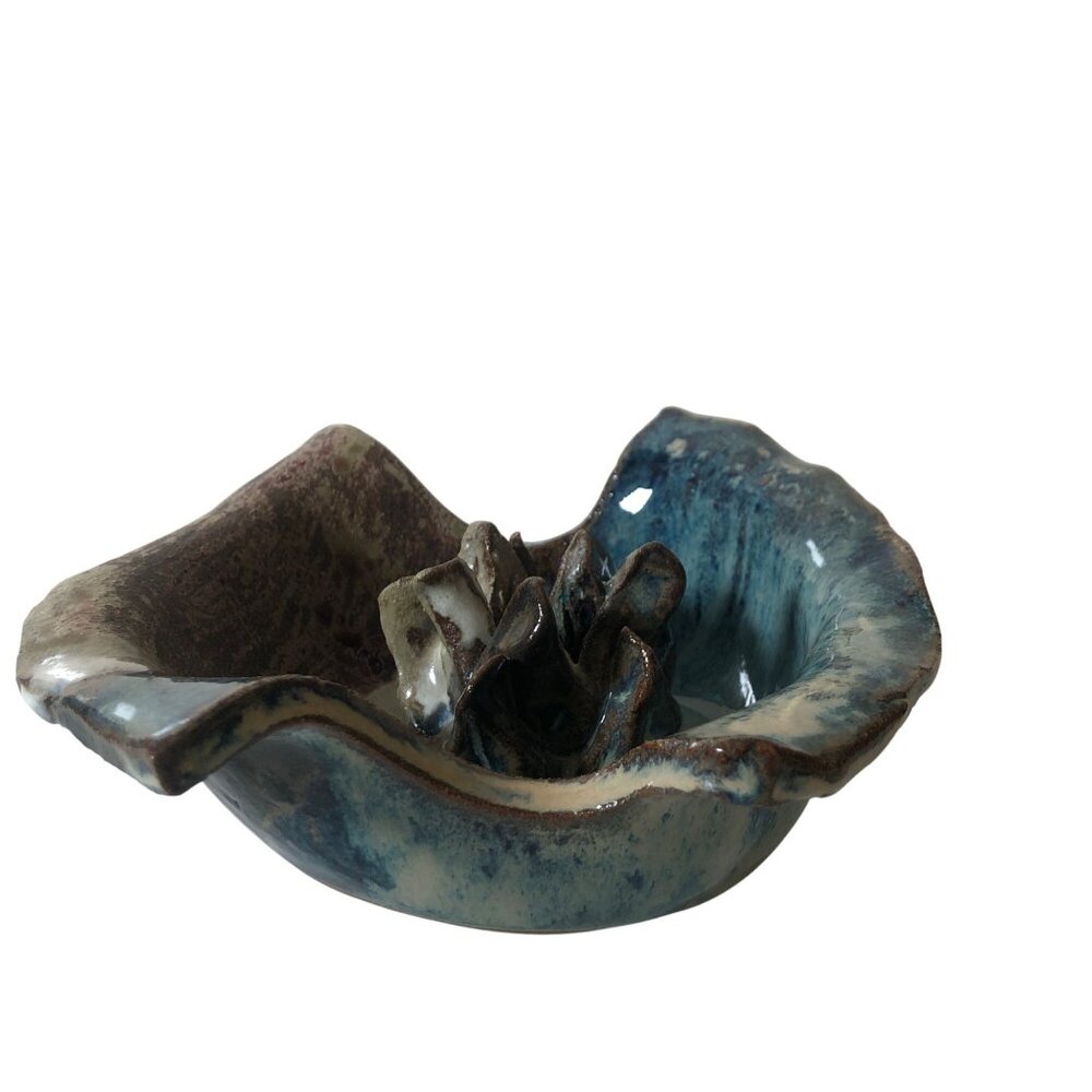 Artisian Crafted Pottery Ashtray Candle Holder Bowl Unique MCM Home Decor